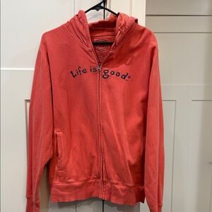 Life Is Good  Coral Zip-Up Hoodie